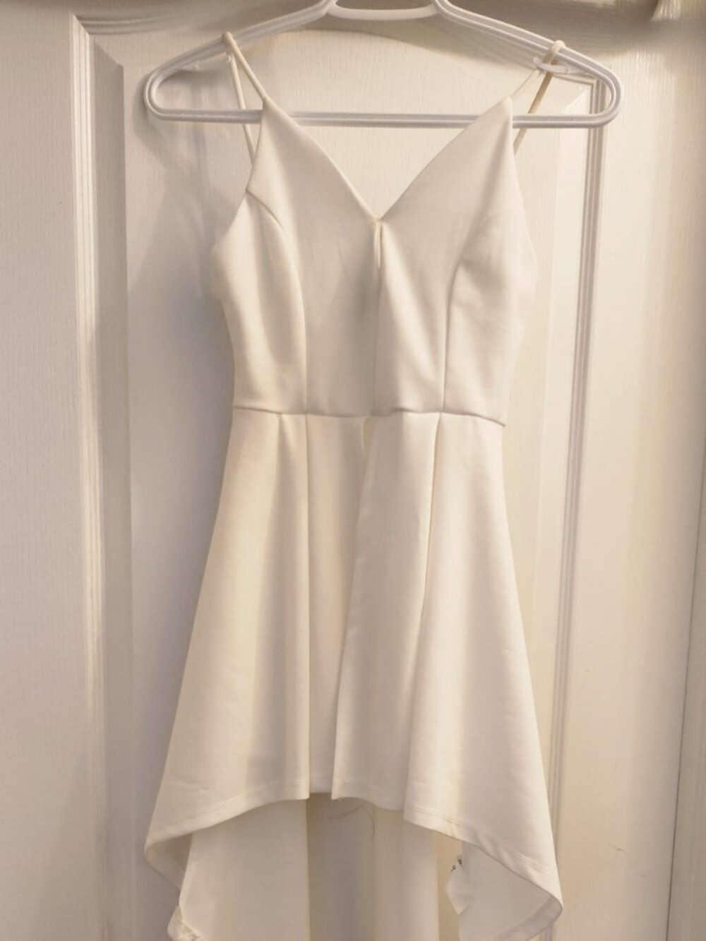 Revamped Women’s White High Low Skater Dress XS Spaghetti Strap Fit & Flare - Picture 3 of 14